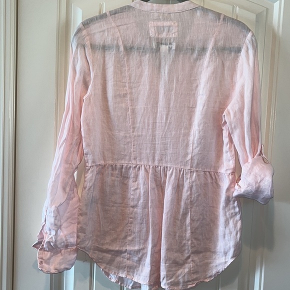 I love linen light pink linen button down Malvin Germany size S/US 6 cottagecore - Picture 9 of 17